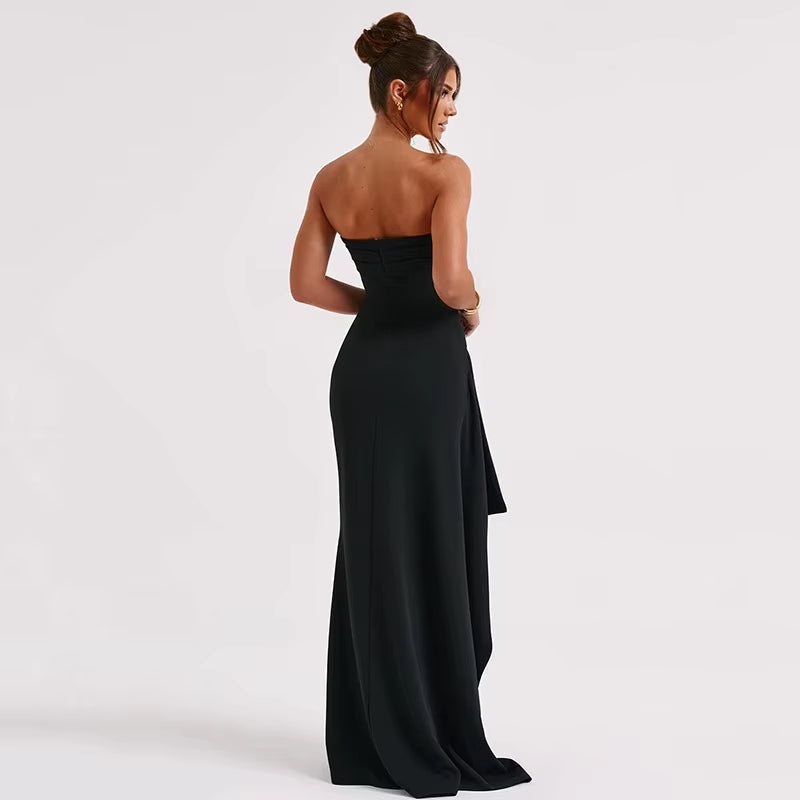SCARLETTE - Strapless Slit Evening Maxi Dress