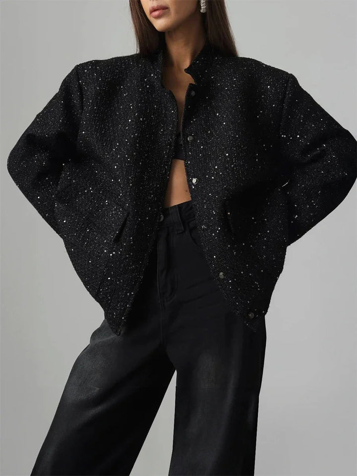 ZAREEN - Sparkling Tweed Jacket with Snap Button