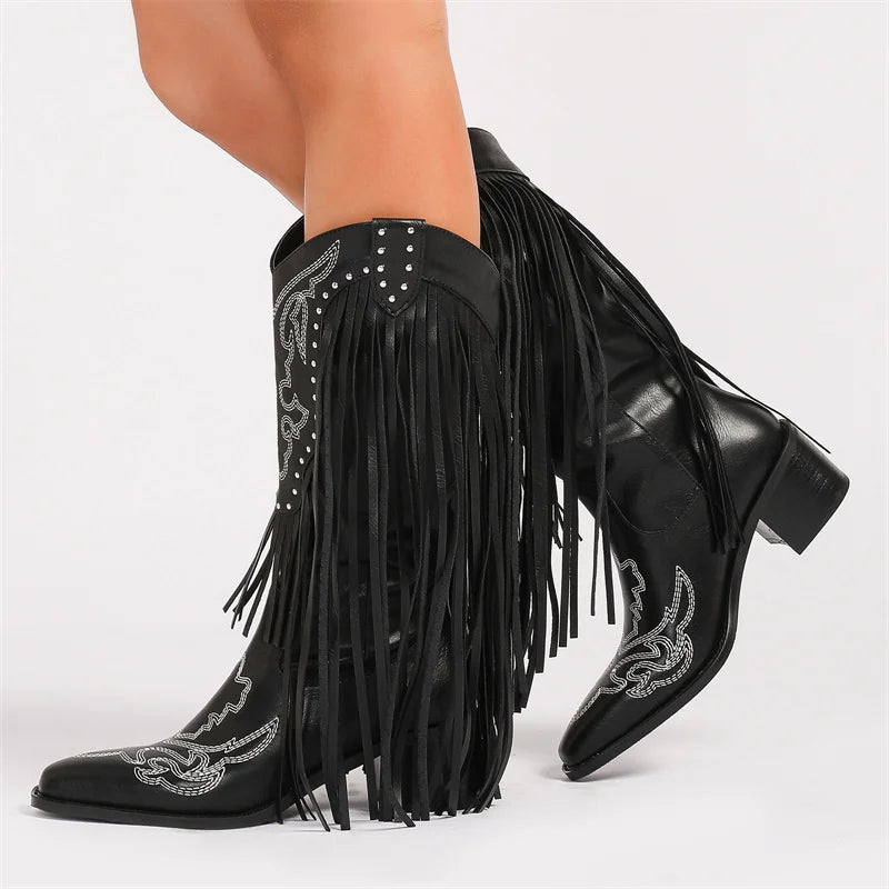 DOLLY - Women’s Western Fringe Cowboy Boots