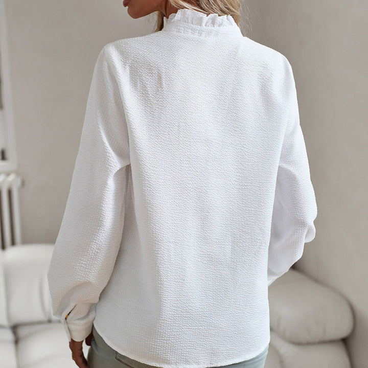 ALINA – Ruffled Button-Front Blouse