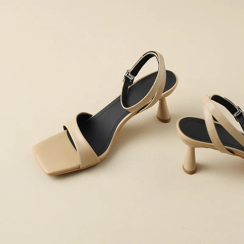 SELENEY – Leather Ankle Strap Heels