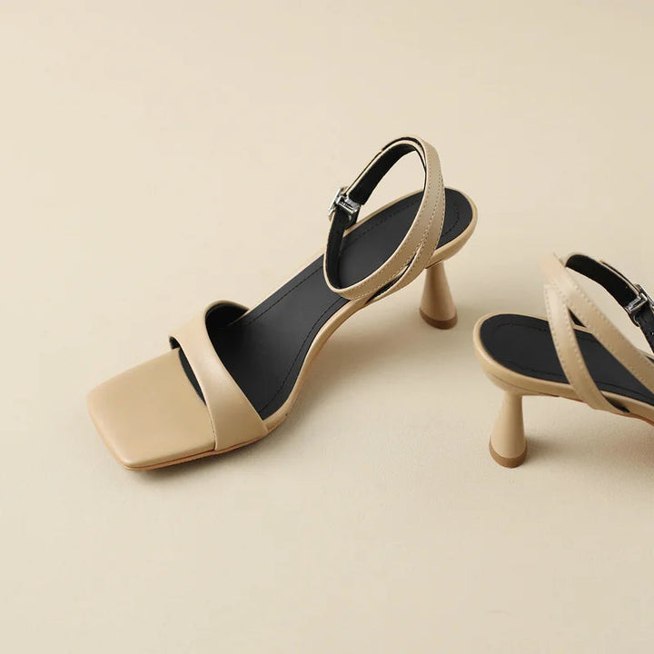 SELENEY – Leather Ankle Strap Heels