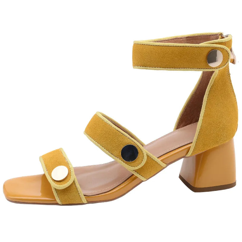 ROWAN - Suede Block Heel Sandals for Women
