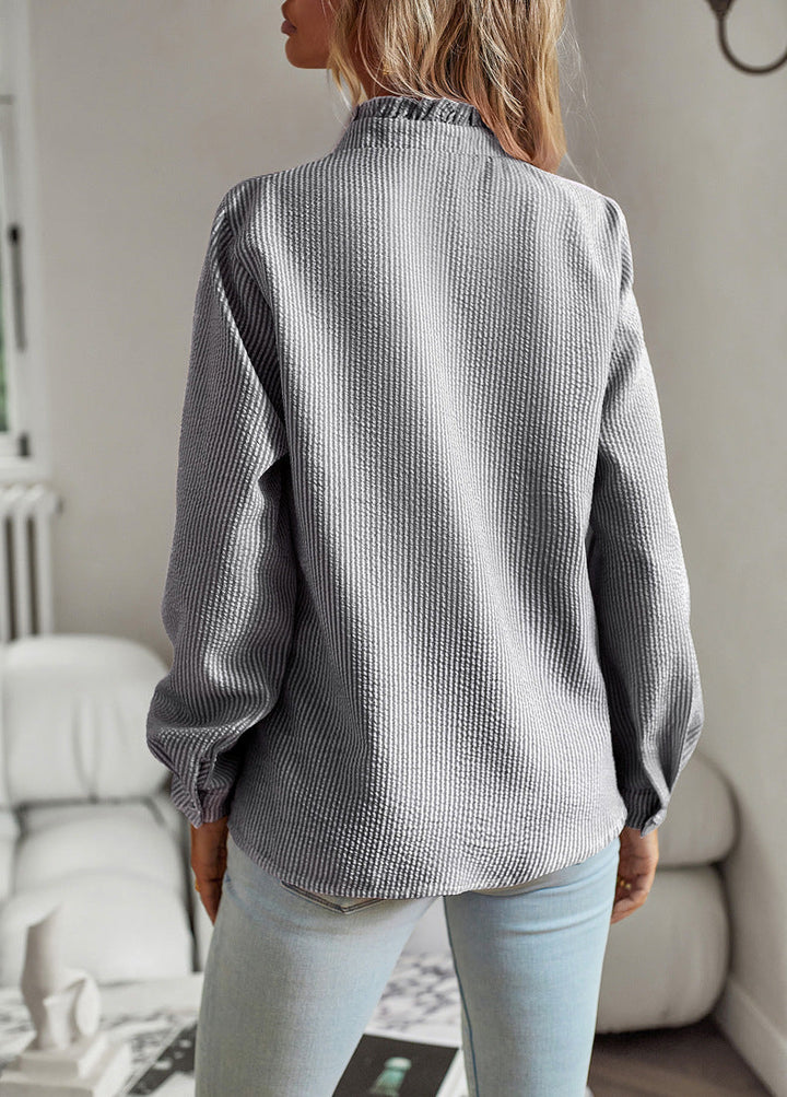 ALINA – Ruffled Button-Front Blouse