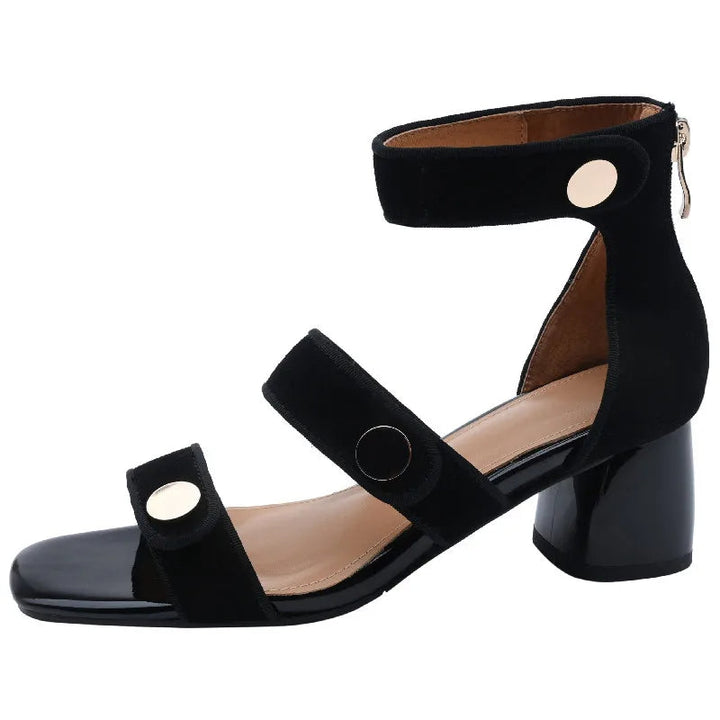 ROWAN - Suede Block Heel Sandals for Women