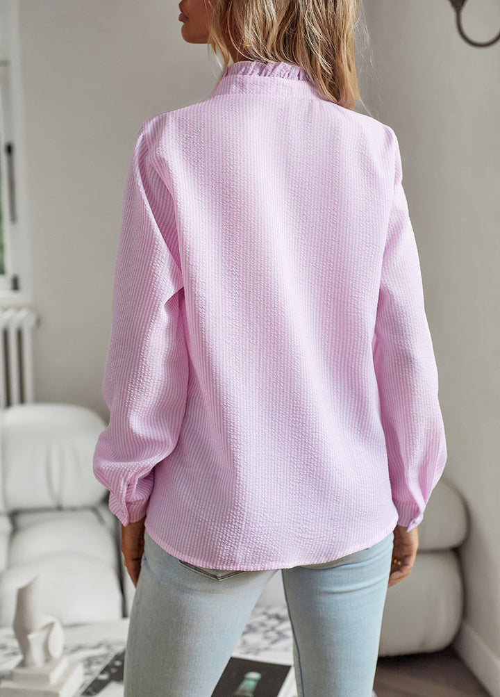 ALINA – Ruffled Button-Front Blouse