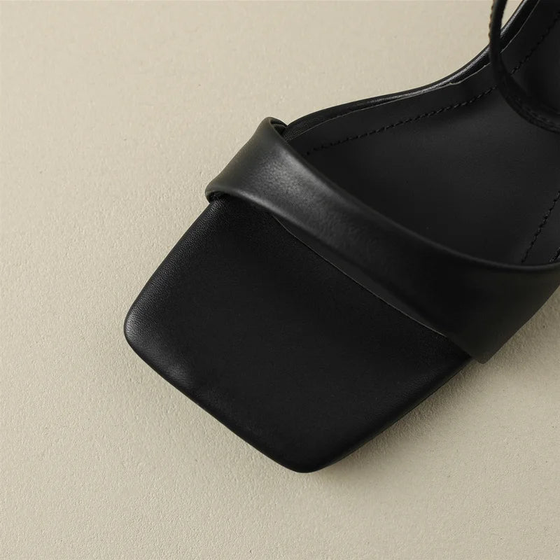 SELENEY – Leather Ankle Strap Heels
