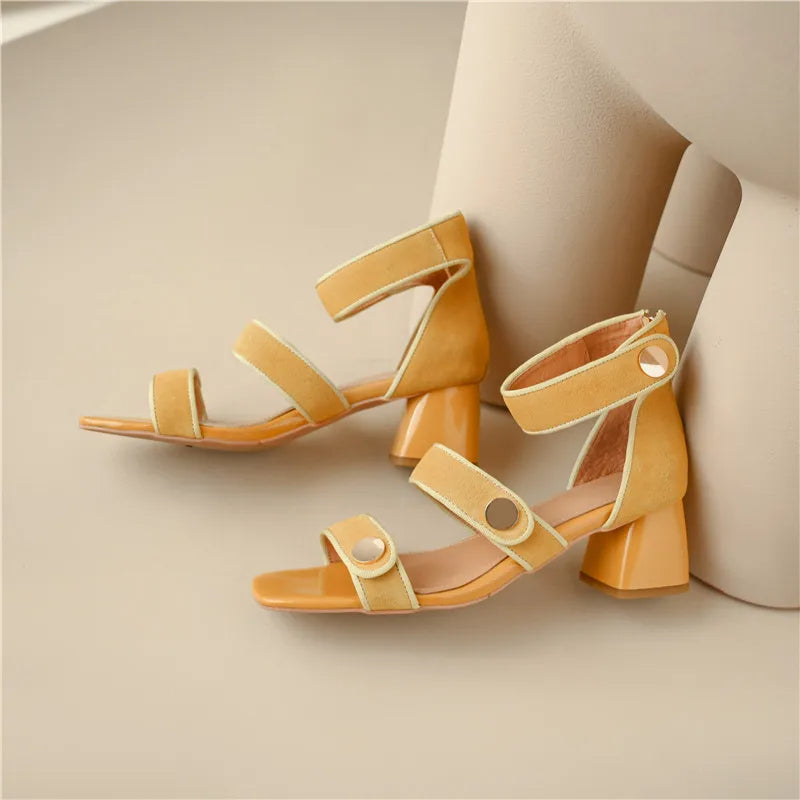 ROWAN - Suede Block Heel Sandals for Women