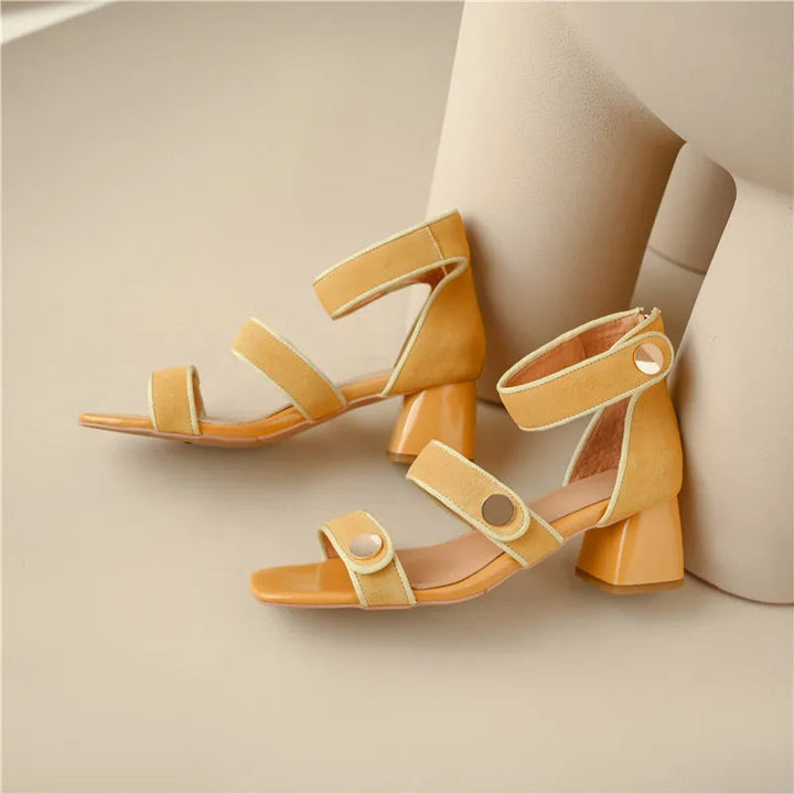 ROWAN - Suede Block Heel Sandals for Women