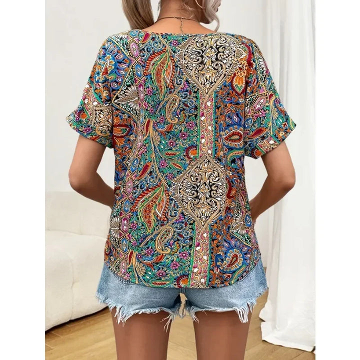 SERA - Bohemian Printed Summer Blouse