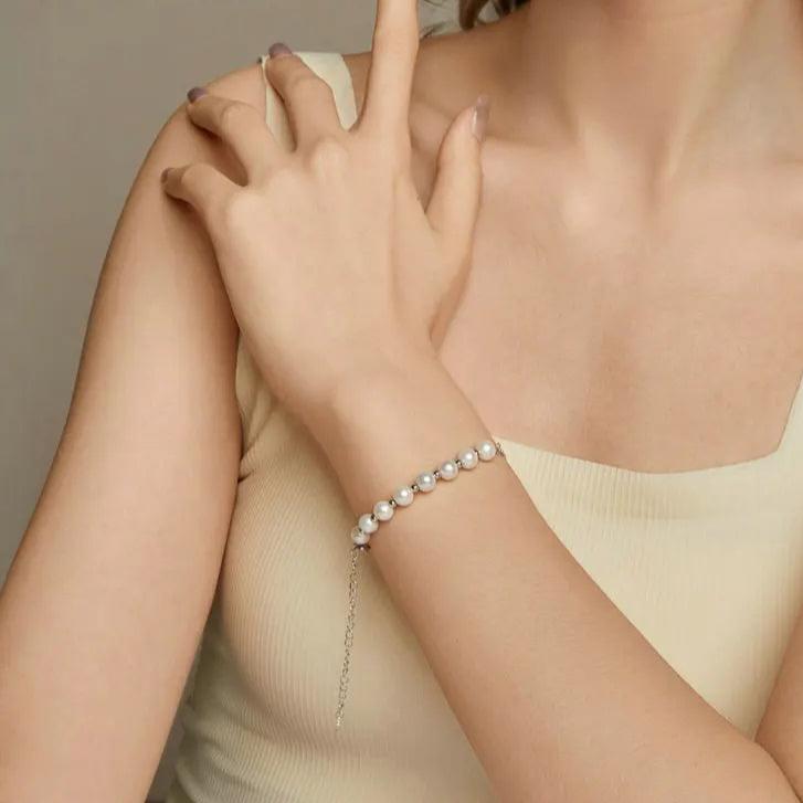 ALYSIA - Elegant Pearl & Sterling Silver Bracelet