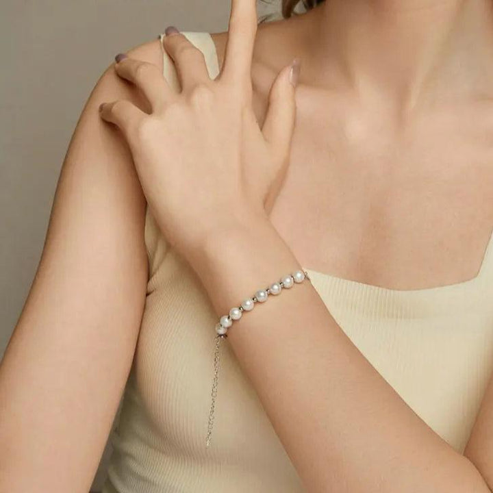 ALYSIA - Elegant Pearl & Sterling Silver Bracelet