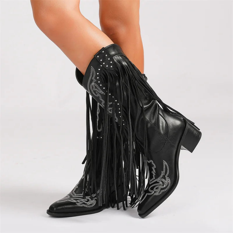 DOLLY - Women’s Western Fringe Cowboy Boots