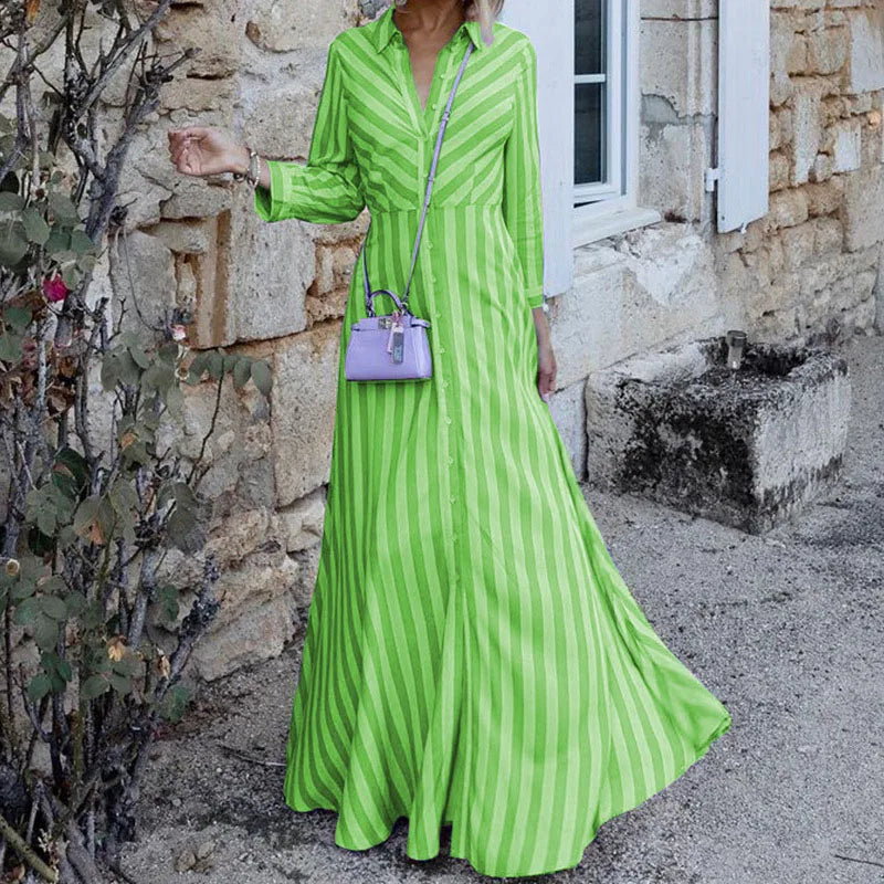 EALIN - Women’s Long Sleeve Striped Maxi Dress