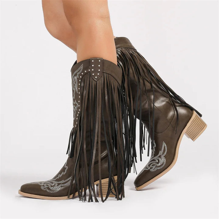DOLLY - Women’s Western Fringe Cowboy Boots