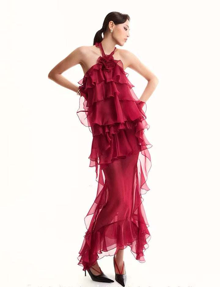 ARIA – Layered Ruffle Chiffon Dress