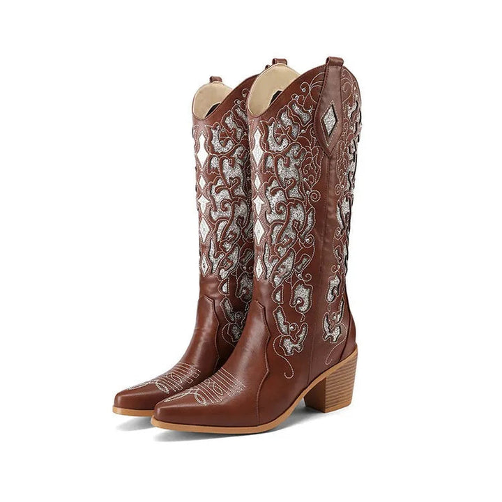 ABIDAIL - Embroidered Western High-Heel Boots