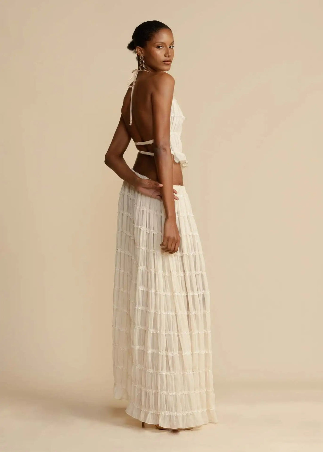 NIAZ - Backless Pleated Two-Piece Set