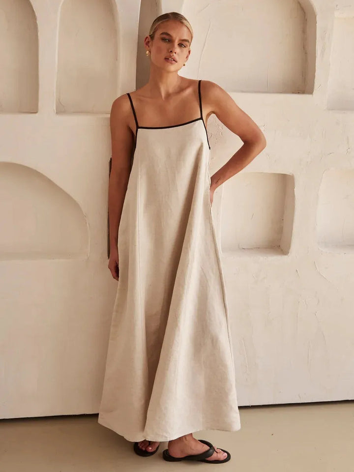 NOLA – Spaghetti Strap Linen Maxi Dress