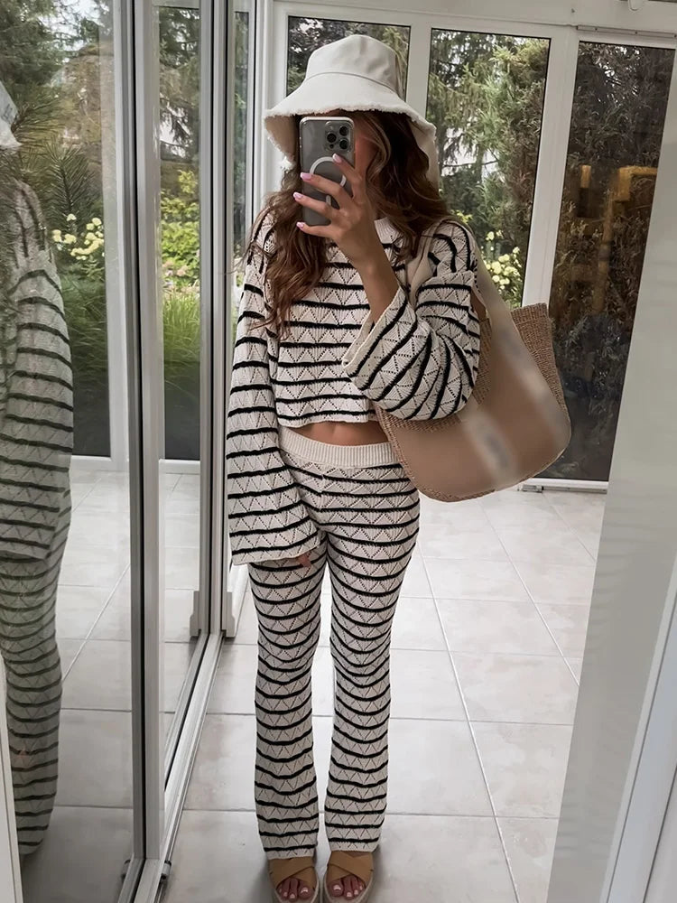 LOTTIE - Women's Striped Knit Lounge Set