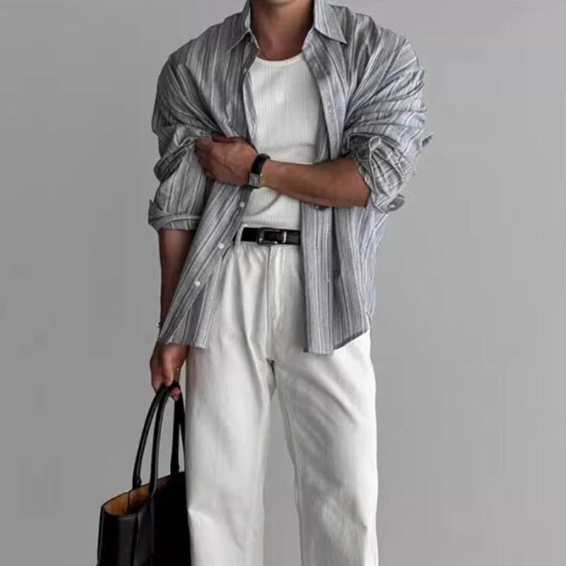 CALLUM – Men’s Striped Casual Button-Down Shirt