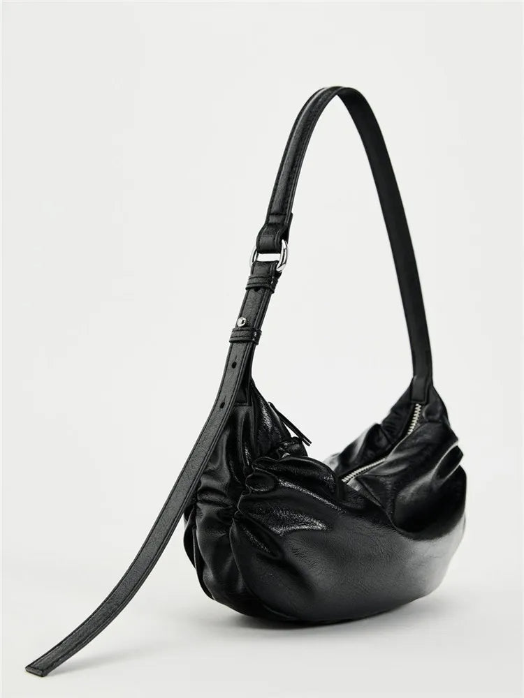 LYNX – Ruched Vegan Leather Shoulder Bag