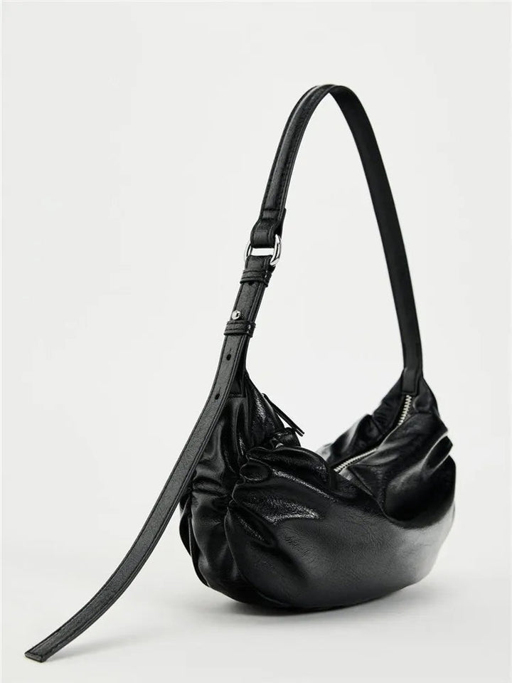 LYNX – Ruched Vegan Leather Shoulder Bag