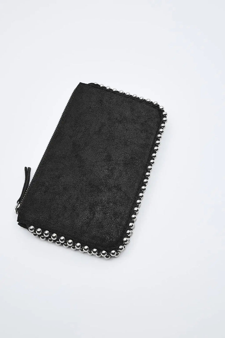 ONYX – Studded Black Clutch with Chain Strap