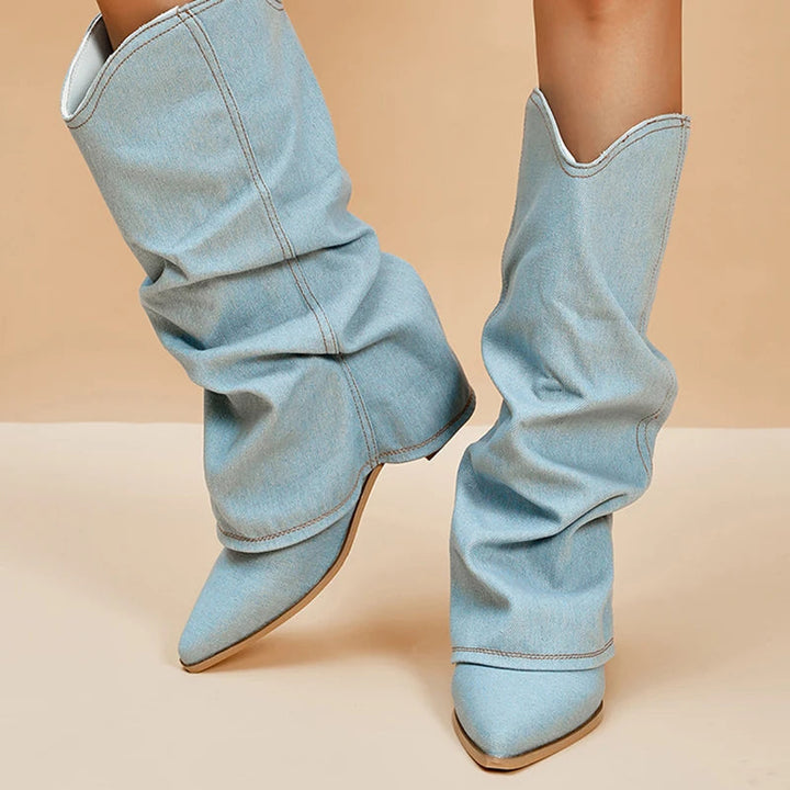 LYRA – Women's Denim Slouchy Knee-High Boots