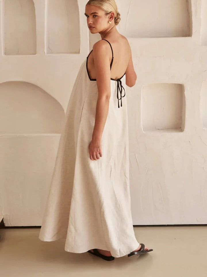 NOLA – Spaghetti Strap Linen Maxi Dress