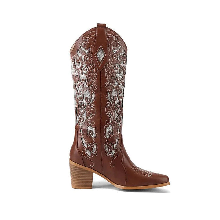ABIDAIL - Embroidered Western High-Heel Boots