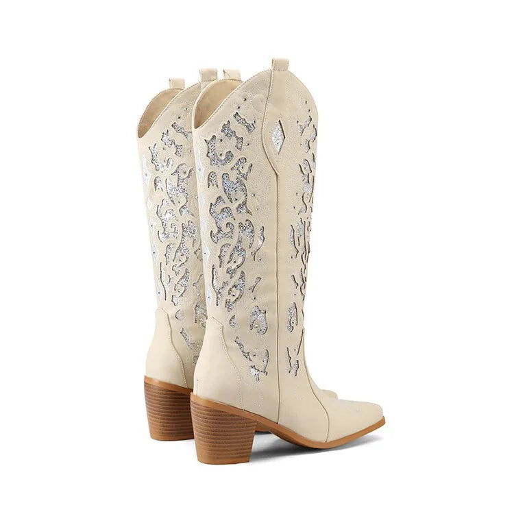 ABIDAIL - Embroidered Western High-Heel Boots