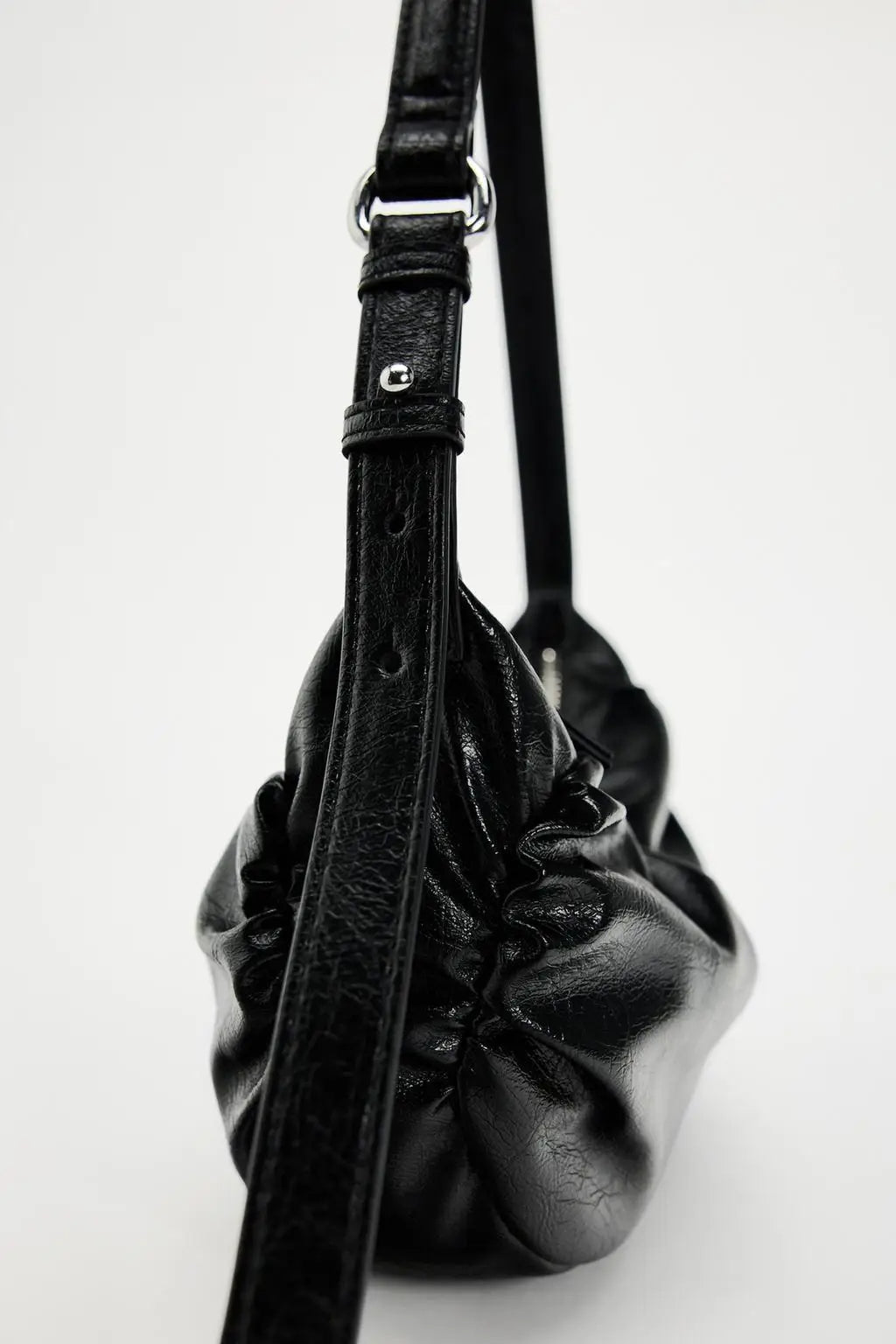 LYNX – Ruched Vegan Leather Shoulder Bag