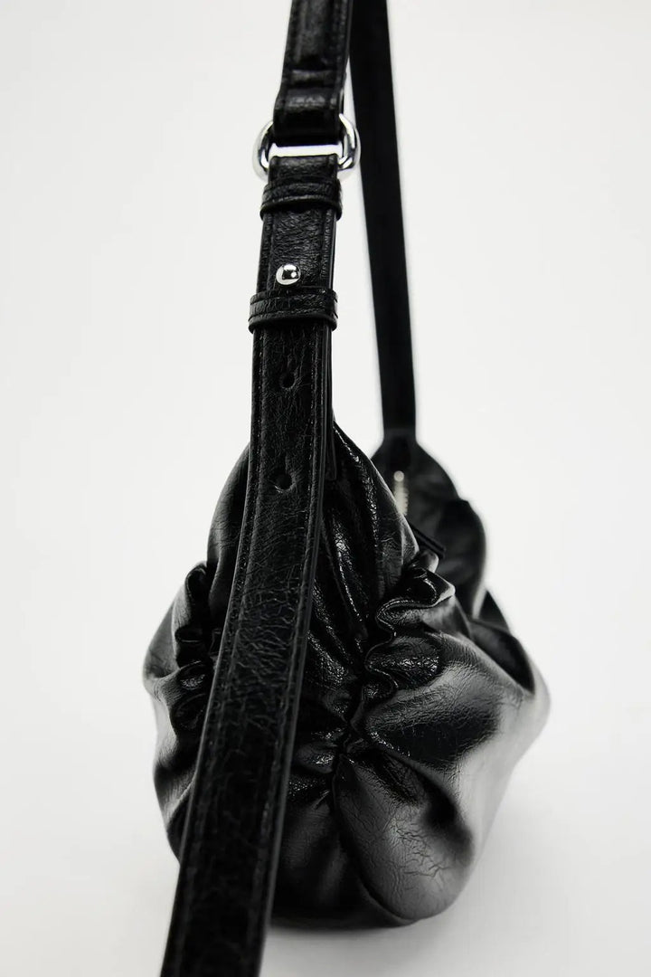 LYNX – Ruched Vegan Leather Shoulder Bag