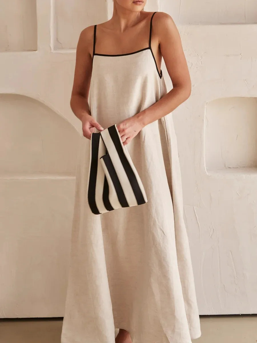 NOLA – Spaghetti Strap Linen Maxi Dress