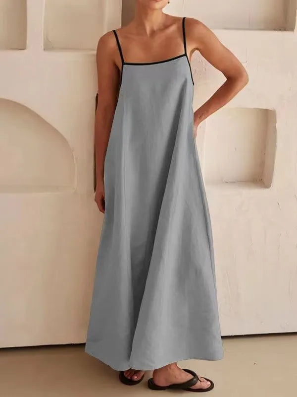 NOLA – Spaghetti Strap Linen Maxi Dress