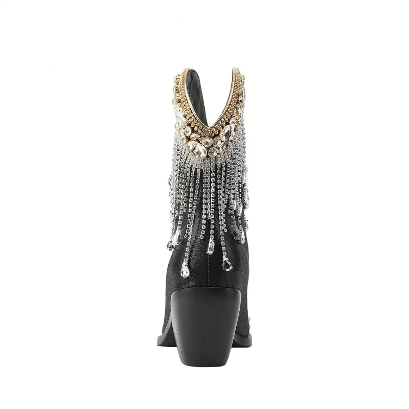ABELINE - Rhinestone Fringe Western Boots