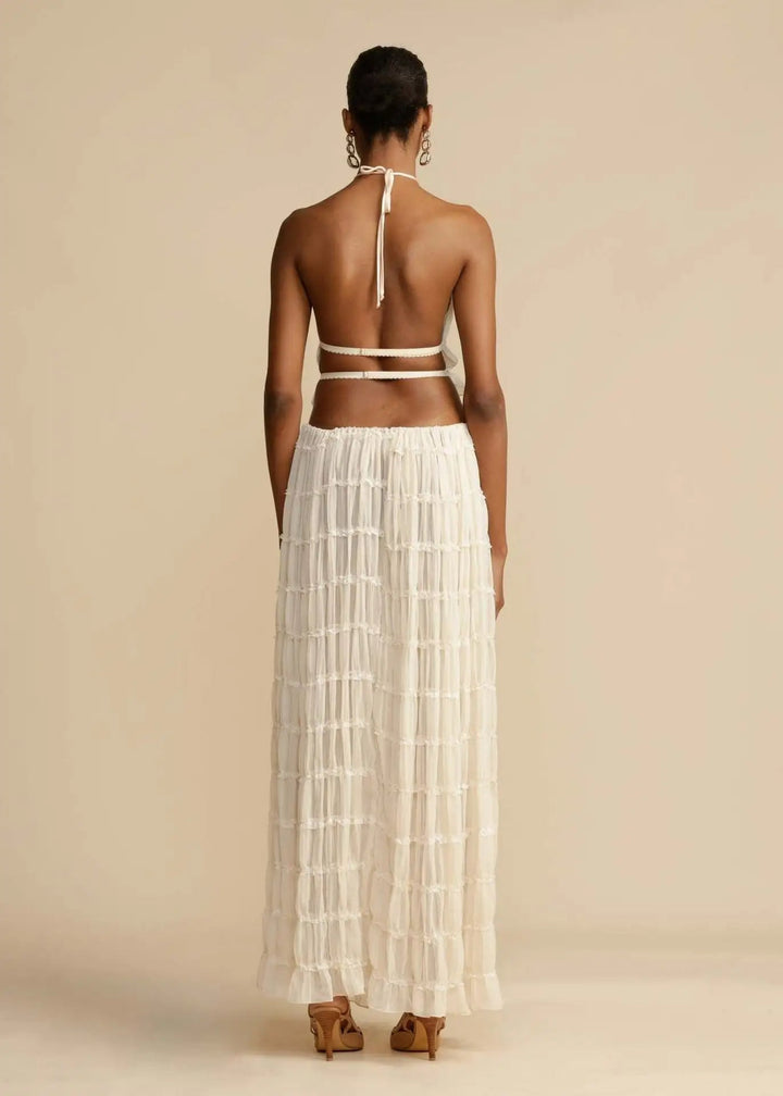 NIAZ - Backless Pleated Two-Piece Set