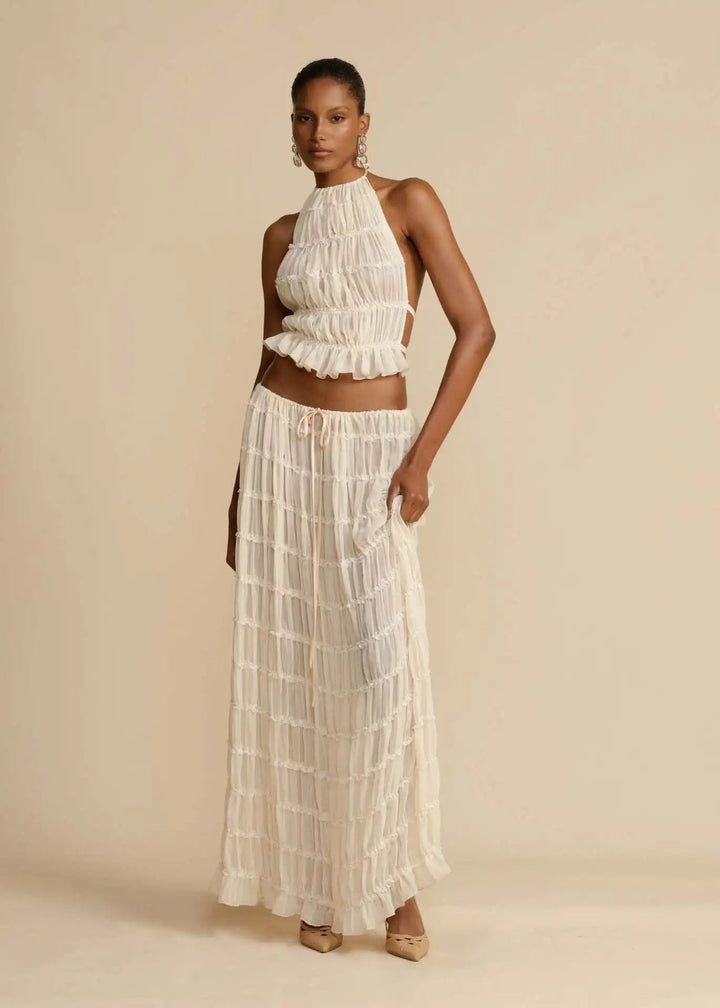 NIAZ - Backless Pleated Two-Piece Set