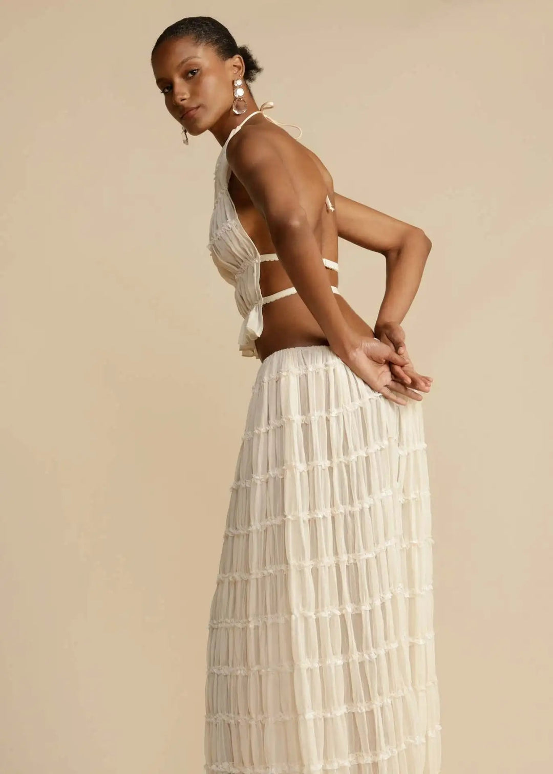 NIAZ - Backless Pleated Two-Piece Set