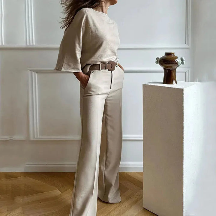 KAIGHLEY – Women's High-Waisted Wide-Leg Trouser Set