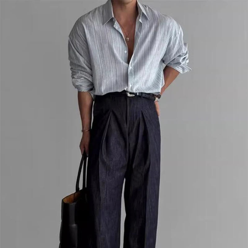 CALLUM – Men’s Striped Casual Button-Down Shirt