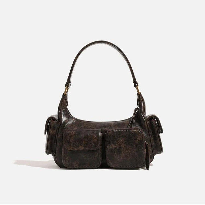 NOREN – Vintage Vegan Leather Multi-Pocket Shoulder Bag