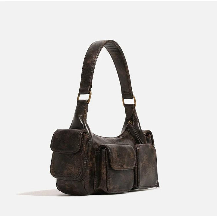 NOREN – Vintage Vegan Leather Multi-Pocket Shoulder Bag