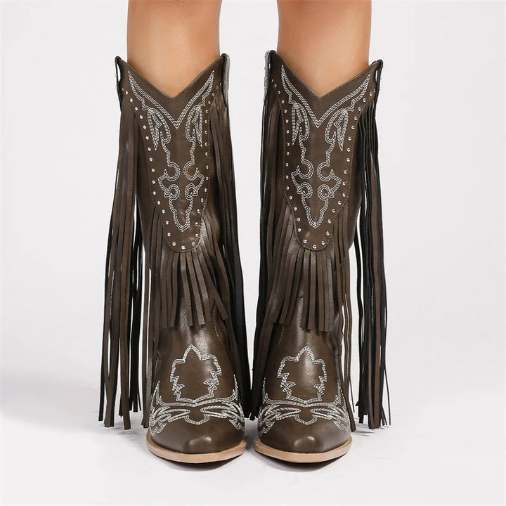 DOLLY - Women’s Western Fringe Cowboy Boots