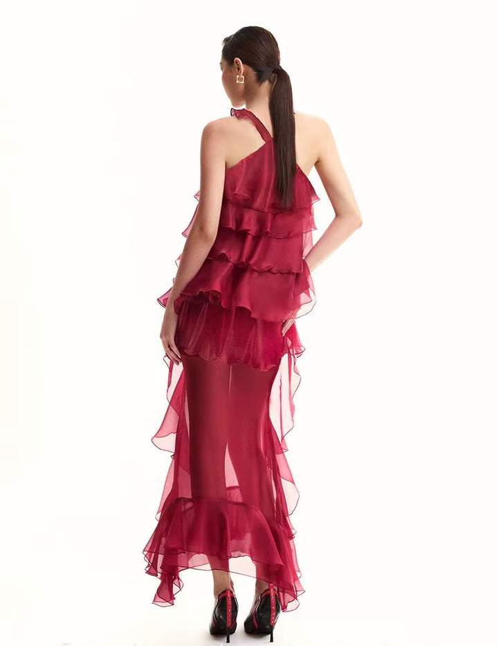 ARIA – Layered Ruffle Chiffon Dress