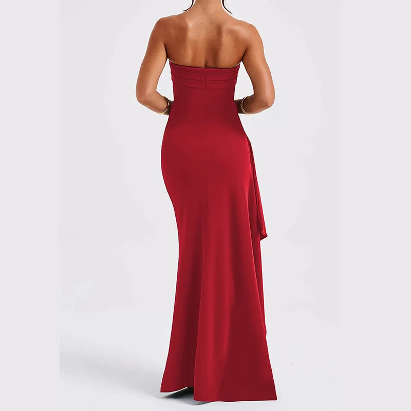SCARLETTE - Strapless Slit Evening Maxi Dress