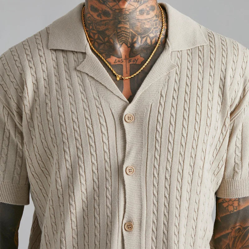 TIMB - Men’s Knitted Short-Sleeve Button Shirt