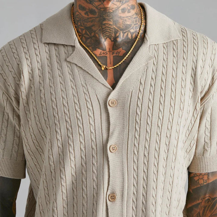 TIMB - Men’s Knitted Short-Sleeve Button Shirt