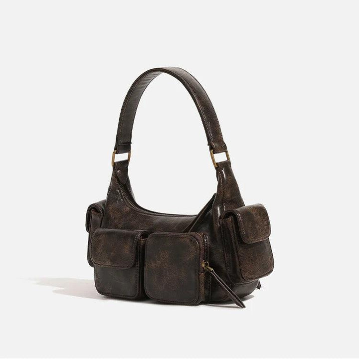 NOREN – Vintage Vegan Leather Multi-Pocket Shoulder Bag